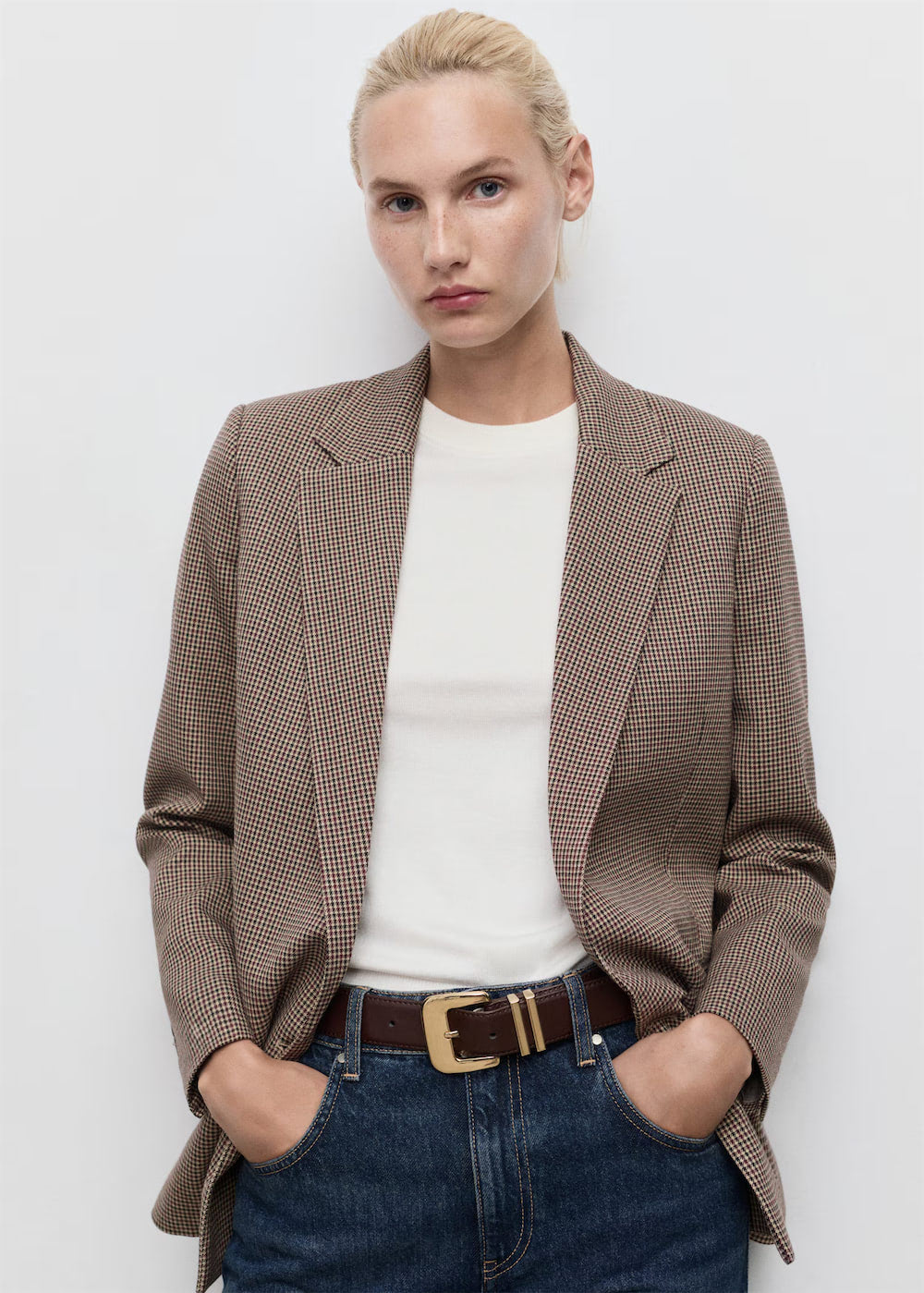 Double-breasted micro-houndstooth jacket - Image 2