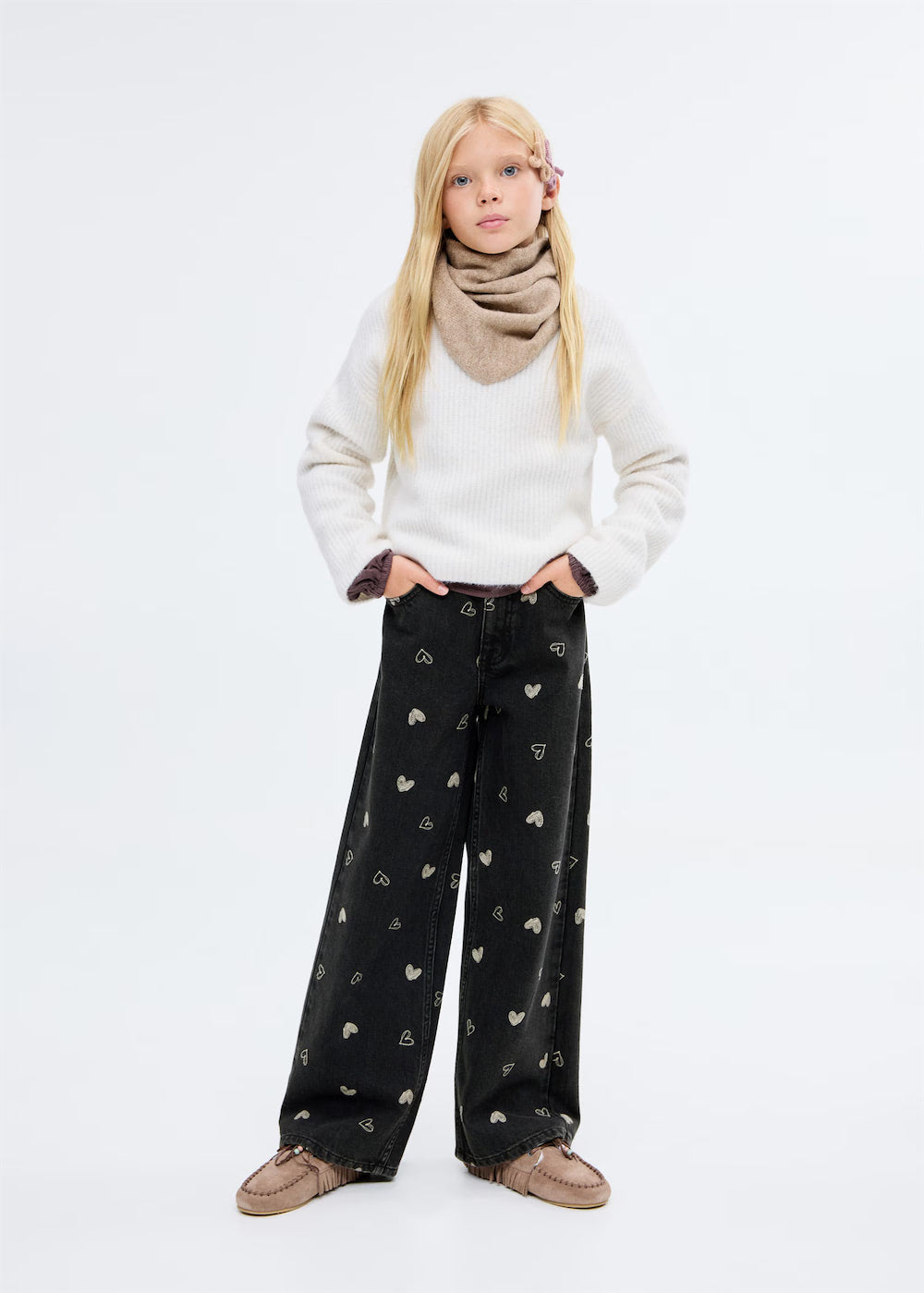 Jeans with embroidered heart - Image 2